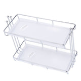 Countertop Organizer 2 Tier Storage Shelf Stainless Steel Acrylic Plate Large Capacity Spice Rack for Bathroom Kitchen L