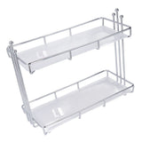 Countertop Organizer 2 Tier Storage Shelf Stainless Steel Acrylic Plate Large Capacity Spice Rack for Bathroom Kitchen L