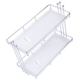Countertop Organizer 2 Tier Storage Shelf Stainless Steel Acrylic Plate Large Capacity Spice Rack for Bathroom Kitchen L