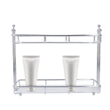 Countertop Organizer 2 Tier Storage Shelf Stainless Steel Acrylic Plate Large Capacity Spice Rack for Bathroom Kitchen L