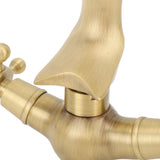 Bathroom Sink Faucet Copper Antique Dolphin Double Lever Washbasin Mixer Tap for Kitchen Toilet Bathtub