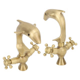 Bathroom Sink Faucet Copper Antique Dolphin Double Lever Washbasin Mixer Tap for Kitchen Toilet Bathtub