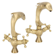 Bathroom Sink Faucet Copper Antique Dolphin Double Lever Washbasin Mixer Tap for Kitchen Toilet Bathtub