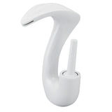 Waterfall Basin Faucet Single Handle Copper Modern Hot Cold Vanity Mixer Tap for Bathroom Toilet White