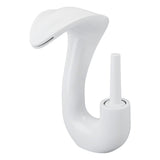 Waterfall Basin Faucet Single Handle Copper Modern Hot Cold Vanity Mixer Tap for Bathroom Toilet White