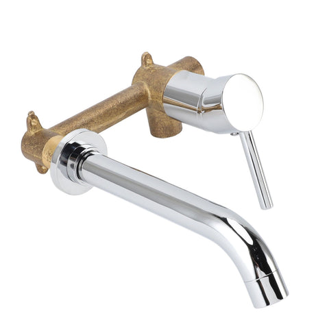 Wall Basin Faucet Single Handle Hot Cold Spout Full Copper Wall Mounted Sink Mixer Tap for Home Hotel Bathroom In Australia - Darrahopens