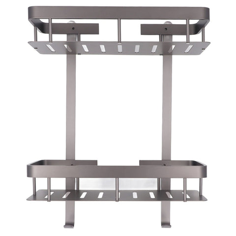 Bathroom Storage Shelf Double Layer Aluminium Alloy Surrounding Edges Wall Mounted Shower Shelf In Australia - Darrahopens