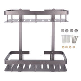 Bathroom Storage Shelf Double Layer Aluminium Alloy Surrounding Edges Wall Mounted Shower Shelf