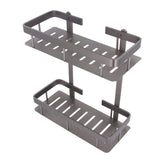 Bathroom Storage Shelf Double Layer Aluminium Alloy Surrounding Edges Wall Mounted Shower Shelf