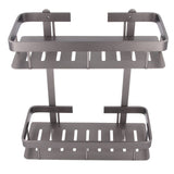 Bathroom Storage Shelf Double Layer Aluminium Alloy Surrounding Edges Wall Mounted Shower Shelf