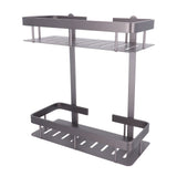 Bathroom Storage Shelf Double Layer Aluminium Alloy Surrounding Edges Wall Mounted Shower Shelf