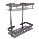 Bathroom Storage Shelf Double Layer Aluminium Alloy Surrounding Edges Wall Mounted Shower Shelf