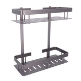 Bathroom Storage Shelf Double Layer Aluminium Alloy Surrounding Edges Wall Mounted Shower Shelf