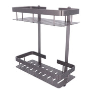 Bathroom Storage Shelf Double Layer Aluminium Alloy Surrounding Edges Wall Mounted Shower Shelf