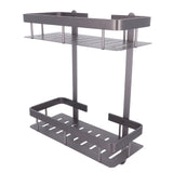 Bathroom Storage Shelf Double Layer Aluminium Alloy Surrounding Edges Wall Mounted Shower Shelf
