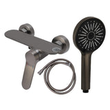 Handheld Shower Head Set Copper High Pressure 4 Modes Wall Mounted Single Handle Handheld Shower Sprayer for Bathroom Grey