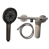 Handheld Shower Head Set Copper High Pressure 4 Modes Wall Mounted Single Handle Handheld Shower Sprayer for Bathroom Grey