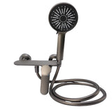 Handheld Shower Head Set Copper High Pressure 4 Modes Wall Mounted Single Handle Handheld Shower Sprayer for Bathroom Grey