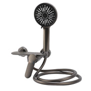Handheld Shower Head Set Copper High Pressure 4 Modes Wall Mounted Single Handle Handheld Shower Sprayer for Bathroom Grey