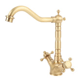 Basin Faucet Short Brass Double Handle Cold Hot Water Swivel Sink Faucet for Kitchen Bathroom