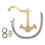 Basin Faucet Short Brass Double Handle Cold Hot Water Swivel Sink Faucet for Kitchen Bathroom