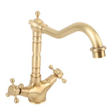 Basin Faucet Short Brass Double Handle Cold Hot Water Swivel Sink Faucet for Kitchen Bathroom