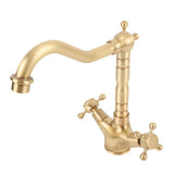 Basin Faucet Short Brass Double Handle Cold Hot Water Swivel Sink Faucet for Kitchen Bathroom