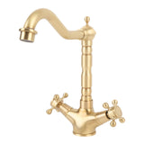 Basin Faucet Short Brass Double Handle Cold Hot Water Swivel Sink Faucet for Kitchen Bathroom