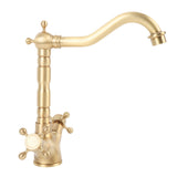 Basin Faucet Short Brass Double Handle Cold Hot Water Swivel Sink Faucet for Kitchen Bathroom