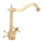 Basin Faucet Short Brass Double Handle Cold Hot Water Swivel Sink Faucet for Kitchen Bathroom