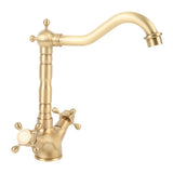 Basin Faucet Short Brass Double Handle Cold Hot Water Swivel Sink Faucet for Kitchen Bathroom
