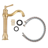 Single Handle Single Hole Vessel Sink Faucet Swivel Bathroom Faucet Hot and Cold Water Tap with 2 Hoses Copper