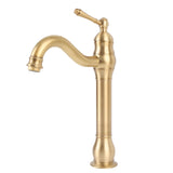 Single Handle Single Hole Vessel Sink Faucet Swivel Bathroom Faucet Hot and Cold Water Tap with 2 Hoses Copper