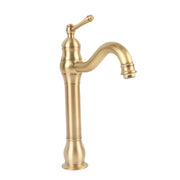 Single Handle Single Hole Vessel Sink Faucet Swivel Bathroom Faucet Hot and Cold Water Tap with 2 Hoses Copper