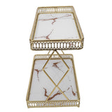 Bathroom Countertop Storage Shelf Space Saving Iron Glass 2 Tier Countertop Organizer for Cosmetics Perfume White with Gold Patterns In Australia - Darrahopens