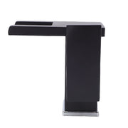 LED Bathroom Sink Faucet Black Waterfall Single Hole Handle Vanity Faucet with 2 Water Pipes