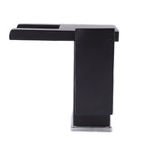 LED Bathroom Sink Faucet Black Waterfall Single Hole Handle Vanity Faucet with 2 Water Pipes