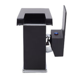 LED Bathroom Sink Faucet Black Waterfall Single Hole Handle Vanity Faucet with 2 Water Pipes