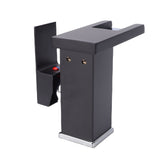LED Bathroom Sink Faucet Black Waterfall Single Hole Handle Vanity Faucet with 2 Water Pipes
