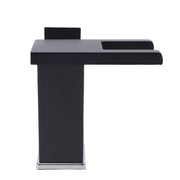 LED Bathroom Sink Faucet Black Waterfall Single Hole Handle Vanity Faucet with 2 Water Pipes