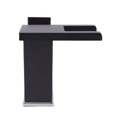 LED Bathroom Sink Faucet Black Waterfall Single Hole Handle Vanity Faucet with 2 Water Pipes