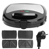 750W 3in1 Breakfast Machine DoubleSided Heating Sandwich Maker Electric Waffle Maker