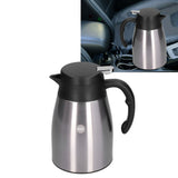 24V 1200ml Car Water Heater Pot with Base Portable Stainless Steel Electric Kettle Pot for Truck CarWhite