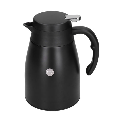 24V 1200ml Car Water Heater Pot with Base Portable Stainless Steel Electric Kettle Pot for Truck CarMatte Black In Australia - Darrahopens
