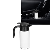 800ml Electric Teapot with Base Large Capacity Portable Insulation Water Heater Pot Kettle for CarIvory White