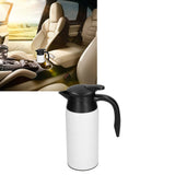 800ml Electric Teapot with Base Large Capacity Portable Insulation Water Heater Pot Kettle for CarIvory White