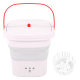 Mini Washing Machine Foldable Small Washing Machine Wash and Dry with Drain Basket for Kids Clothes Underwear Apartment Dorm Camping 100‑240V Pink EU Plug