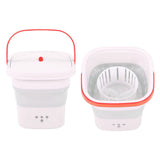 Mini Washing Machine Foldable Small Washing Machine Wash and Dry with Drain Basket for Kids Clothes Underwear Apartment Dorm Camping 100‑240V Pink EU Plug