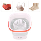 Mini Washing Machine Foldable Small Washing Machine Wash and Dry with Drain Basket for Kids Clothes Underwear Apartment Dorm Camping 100‑240V Pink EU Plug