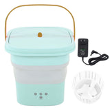 Mini Washing Machine Foldable Small Washing Machine Wash and Dry with Drain Basket for Kids Clothes Underwear Apartment Dorm Camping 100‑240V Blue Green US Plug